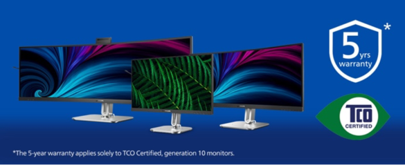 Philips-skærme med TCO Certified, generation 10 og 5 års garant