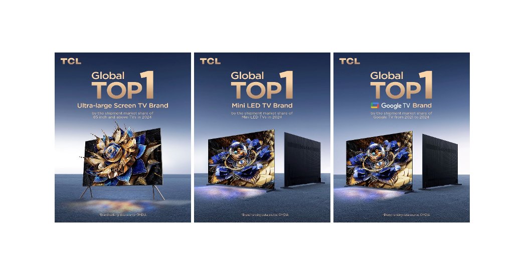 TCL Electronics opnår topplaceringer i globale tv-forsendelser i tre 'nøglekategorier'